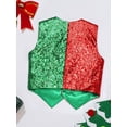 thumbnail image 4 of DPOIS Kids Boys Christmas Elf Costume Waistcoat Color Block Sequined Vest Tops Red&Green 10, 4 of 7