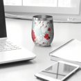 thumbnail image 3 of 12oz Stemless Wine Tumblers Pioneer Flower Floral Print Pattern Vacuum Insulated Stainless Steel Travel Tumbler Cups Mug with Lid and Straw for Champaign,Cocktail,Beer with Cleaning Brush, 3 of 5