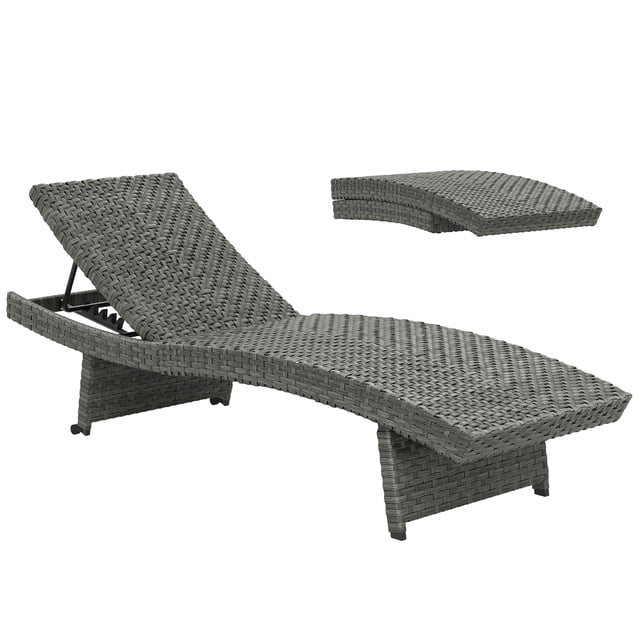 Outsunny Adjustable Outdoor Chaise Lounge with Reclining Grey