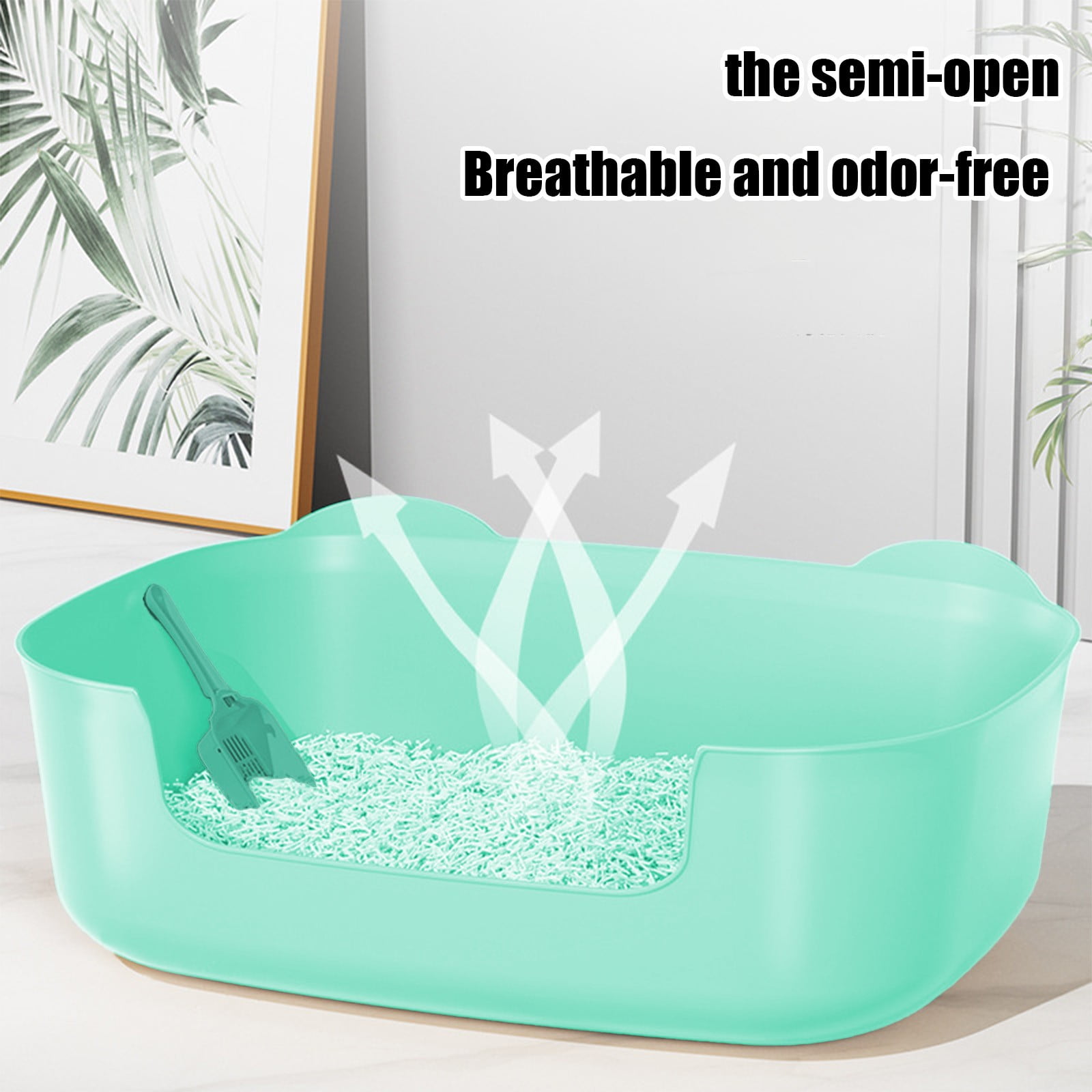 Large Cat Litter Box with High Sides, Open Kitty Litter Boxes Anti-Splashing for Indoor Cat Low Entry Cat Litter Pan for Small and Elderly Cats, Tool-Free Assembly