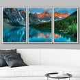 thumbnail image 3 of wall26 Framed Canvass Print Wall Art Set Red Glow Mountains &amp; Forest Lake Nature Wilderness Photography Realism Rustic Scenic Relax/Calm Colorful for Living Room, Bedroom, Office - 16"x24&qu, 3 of 5