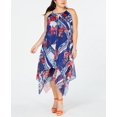 thumbnail image 3 of Inc Concepts Robe Midi Asymétrique Florale pour Femmes, Marine, 1X, 3 of 3