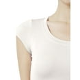 thumbnail image 4 of J. METHOD Women's Short Sleeve Scoop Neck Crop Top Solid Basic Casual Cropped T Shirts NEWT18 Off White M, 4 of 6