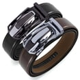 thumbnail image 2 of YOORAN Men's Belt, 2 Pack Ratchet Belt, 13/8" Adjustable Genuine Leather Belt, Size Length Cut, with Gift Box, 2 of 6