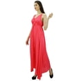 thumbnail image 5 of Bimba Women's Long Maxi Cotton Beach Dress Drawstring Waist Strappy Resort Dresses, 5 of 9