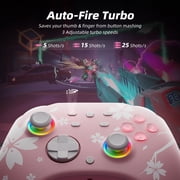 Pink Wireless Controller for Switch/Switch 2, PC, iOS & Android – Hall Effect Joysticks, Programmable Back Buttons, RGB Lighting, Turbo & Vibration, Bluetooth Gamepad