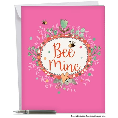 J6548AVDG Jumbo Valentine's Day Greeting Card: 'LET IT BEE' with Envelope (Big Size: 8.5