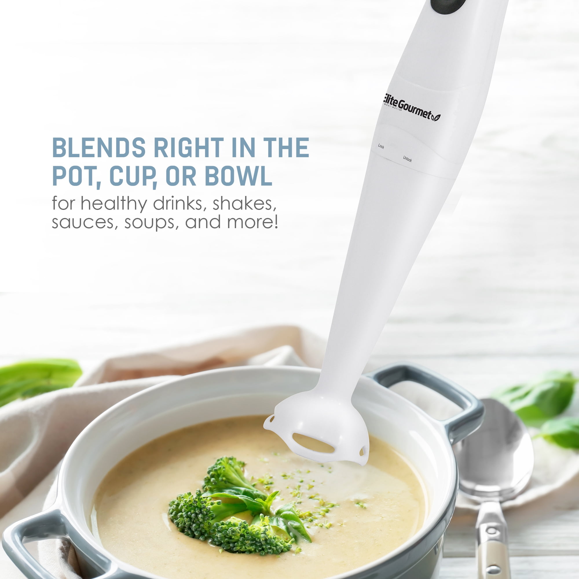 Elite Cuisine EHB2425X Hand Blender with Detachable Wand
