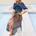 thumbnail image 4 of Robe en Chiffon Géométrique Néon Imprimé Vision Extraterrestre Robes de Plage Femmes Manches Longues Élégantes Col en V Graphique Oversize Robe Décontractée, 4 of 5