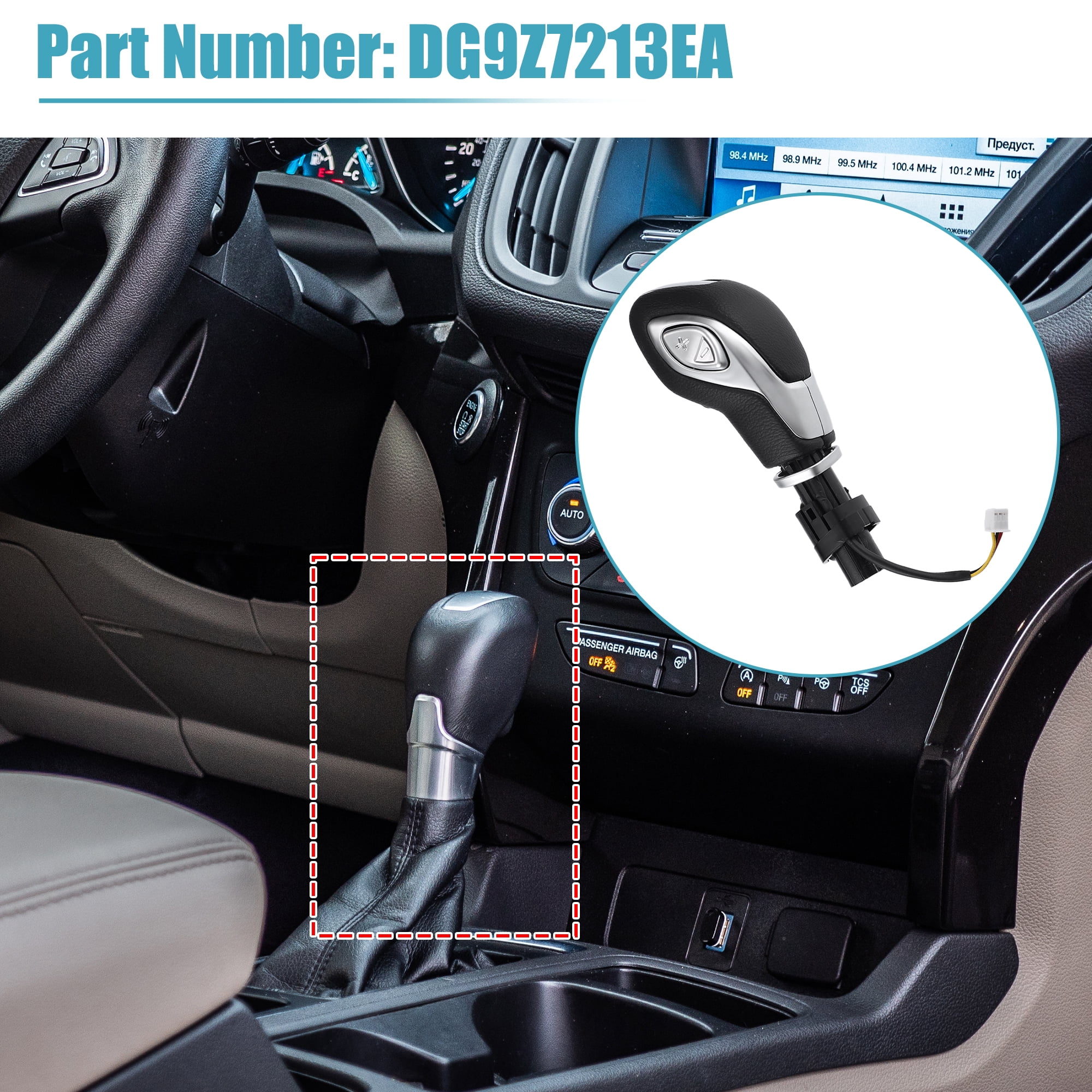 Unique Bargains Automatic Gear Shift Knob Handle with Button for Ford Escape 2013-2016 DG9Z7213EA