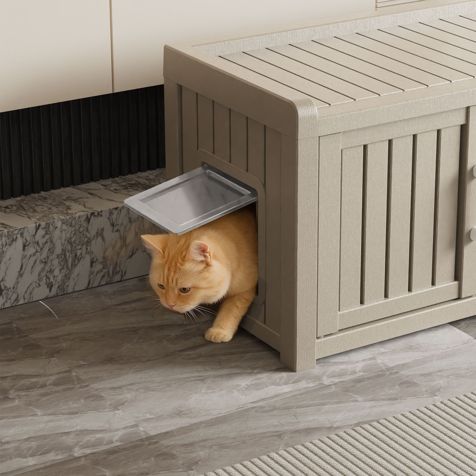 MAYEERTY Compact Indoor Cat House, Shatter-Resistant Pet Retreat with Spacious Interior (No-Tool Assembly)