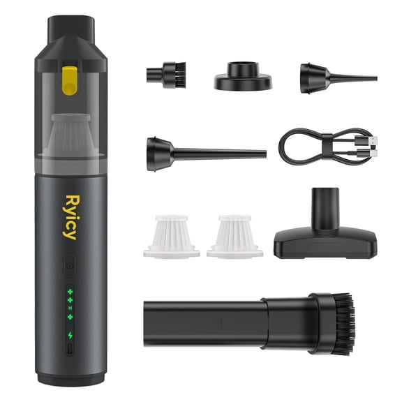 Ryicy Slim 130W Cordless Car Vacuum, 19000PA Suction, 4 in 1 Portable Mini Vacuum, 3 Suction Modes, Handheld Vacuum Cleaner with Accessories