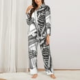 thumbnail image 2 of Salouo Skeleton Book Lover Pattern Women's Pajamas Set Long Sleeve Button Down Sleepwear Soft Pj Lounge Sets for women 2 Piece Pjs Set with Long Pants-X-Large, 2 of 7