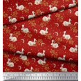 thumbnail image 2 of Soimoi Poly Georgette Fabric Dot,Leaves & Rabbit Animal Print Fabric by the Yard 52 Inch Wide, 2 of 3