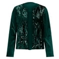 thumbnail image 4 of Womens Green Sequin Jacket Women Long Sleeve Casual Sparkle Cardigan Plus Size Holiday Tops, 4 of 6