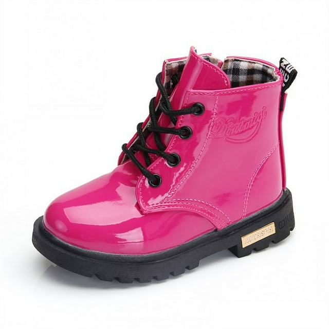 JFBUJC Bottes Imperméables en Cuir Pu pour Filles Snow Martin