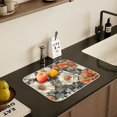 thumbnail image 5 of Yayeee Dish Drying Mat for Kitchen Counter 18" x 24" Microfiber Super Absorbent Coffee Decorative Pad, Gray Floral Pattern, 5 of 9