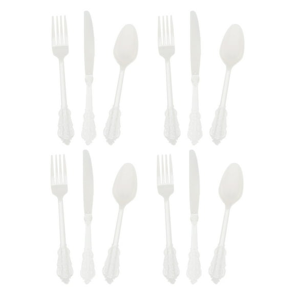 Niceauty Plastic Knives for Party Use and Healthy Disposable Tableware 12Pcs White