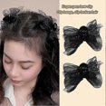 thumbnail image 3 of 2pcs Black Matte Bowknot Mesh Hair Clip Girl Small Hairpin Bobby Pin for Girls, 3 of 5
