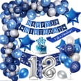 thumbnail image 2 of SPECOOL 18th Birthday Party Decorations Men, Royal Blue Balloon Arch Kit with Happy Birthday Banner, Tablecloth, Number 18 Balloon, Metallic Blue Silver Balloons for Boys Girls 18th Birthday Party, 2 of 8
