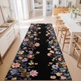 thumbnail image 3 of Hallway Runner Rug 2'x6', Black Spring Floral Kitchen Runner Rugs Non-Slip Carpet Mats, Elegant Flowers Farmhouse Botanical Bedside Rugs Runners Washable Floor Carpet for Bathroom Laundry Room, 3 of 8
