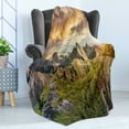 thumbnail image 4 of Landscape Soft Flannel Fleece Throw Blanket, Panoramic Image of Dandelions in High Tatra, Cozy Plush for Indoor and Outdoor Use, 50" x 70", Olive Green Sand Brown, by Ambesonne, 4 of 5