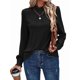 thumbnail image 3 of Camiseta de Larga con Cuello Alto y Ojales para Mujer, Elegante, Informal, , de Negocios, Elástica, con Aberturas Negro S, 3 of 9
