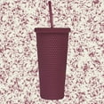 thumbnail image 2 of West & Fifth 24oz Matte Burgundy Studded Reusable Water Bottle Tumbler, 2 of 4