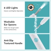 Visual Ear Wax Removal, Ear Cleaner with Camera, Ear Camera Otoscope with Light, Ear Cleaning Kit with 6 Led Light, 4pcs Ear Scoops, 130mAh Battery for iPhone, iPad, Android Phones (Black)