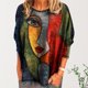 thumbnail image 2 of Camisas Para Mujer Moda Casual Cara Estampado Abstracto Cuello Redondo Manga Larga Camiseta Suelta Camisa Femenina Odeerbi  ODB123839, 2 of 4