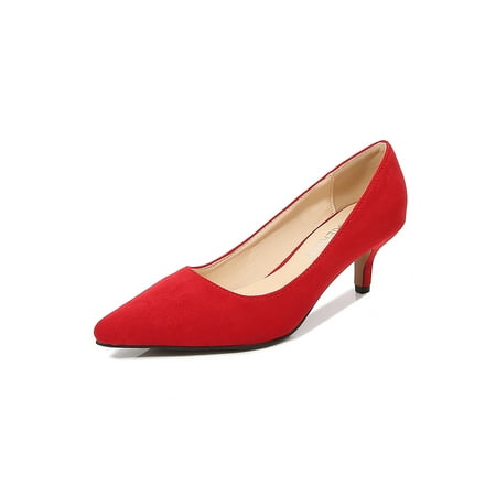 

Rotosw Women Dress Shoes Pointed Toe Heeled Pump Sexy Pumps Lightweight Slip On Work Comfort Red 8.5