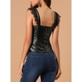 thumbnail image 5 of DARING DIVA Women's Party Lace Trim Tank Top Faux Leather PU Sleeveless Top XS Black, 5 of 6