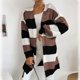 thumbnail image 1 of Cárdigan de mujer, nuevo abrigo informal de moda para otoño/invierno, largo medio, tejido a rayas, abrigo tipo cárdigan para mujer, 1 of 5