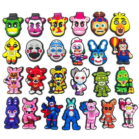 

5 Nights at Freddy s Shoe Charms for Croc Clogs Sandals Bracelet Wristband Slippers Cute Shoe Decoration Charms for Party Favor