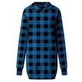 thumbnail image 6 of Frontwalk Ladies Sweatshirt Dress Plaid Hooded Dresses Long Sleeve Pullover Hoodie Fall Loose Midi Blue L, 6 of 6