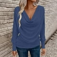 thumbnail image 2 of CHUMUD Womens Tops Cowl Neck Ruched Long Sleeve Shirts Fall Trendy Teacher Clothes Office Business Dressy Casual Outfits, 2 of 9