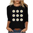 thumbnail image 1 of Tops de Cuello Redondo para las Mujeres Moda Impresa 3/4 Mangas Blusa Casual Top, Estante de Imitación, 1 of 5