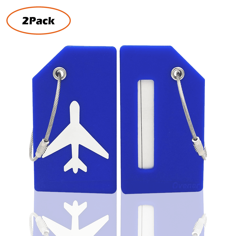 Gostwo 4 Pack Aluminum Luggage Tags Travel Bag Tags with Stainless Steel Loops Blue 