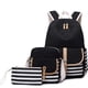 thumbnail image 1 of Juego de 3 mochilas para mujeres, adolescentes y niñas, bolsa de libros de gran capacidad con puerto de carga USB, linda mochila de lona ligera, mochila a rayas, mochila de viaje para computadora, 1 of 6