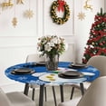 thumbnail image 6 of Round Fitted Tablecloths with Elastic Edge Funny Christmas Snowman on Blue Waterproof Table Cover for Kitchen Dining Party Decor,45" - 54", 6 of 9