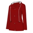thumbnail image 1 of ERFCXS Économies d'Automne Veste en Polaire à Fermeture Éclair Complète pour Femmes avec Poches Imperméable Coupe-Vent à Capuche Veste Décontractée Confortable Rouge 2TG, 1 of 5