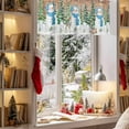 thumbnail image 3 of Merry Christmas Valances for Windows, 54 x 18in, Blue Snowman Xmas Tree Deer Snowflake Wood Grain Rod Pocket Kitchen Valance Curtain Light Filtering Window Treatments for Living Room Bedroom, 1 Panel, 3 of 7
