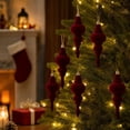 thumbnail image 3 of 2026 Christmas Indoor Decoration Flocked Finial Christmas Tree Ornaments 6Pcs Vintage Hanging Spire Drop Baubles Assorted Shapes For Xmas Party Decor, 3 of 7