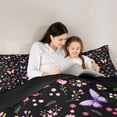 thumbnail image 5 of Manfei Kawaii Butterfly Queen Comforter Set,Cute Rustic Flower Bedding Sets,Pink Blue Black Bedding Comforter Set For Girls Teens,Luxury Bedroom Decor Reversible,3-Piece, 5 of 8