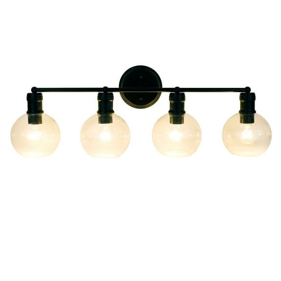 Radiance Goods Transitional Matt Black 4 Light Black Vanity Bath Light 30" Wide