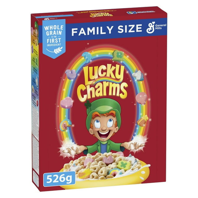 Lucky Charms Breakfast Cereal with Marshmallows, Family Size, Whole Grains, 526 g