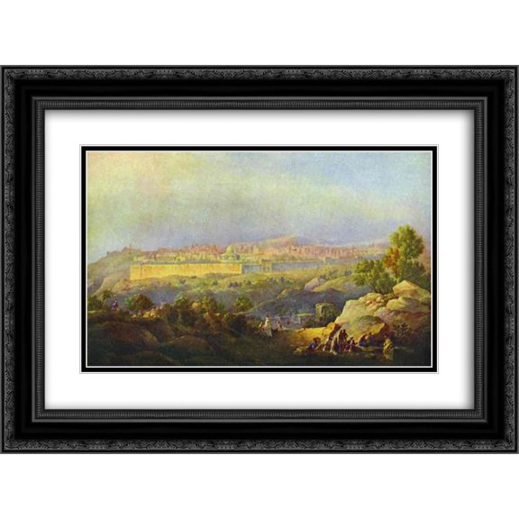 Maxim Vorobiev 2x Matted 24x18 Black Ornate Framed Art Print 'View of Jerusalem'