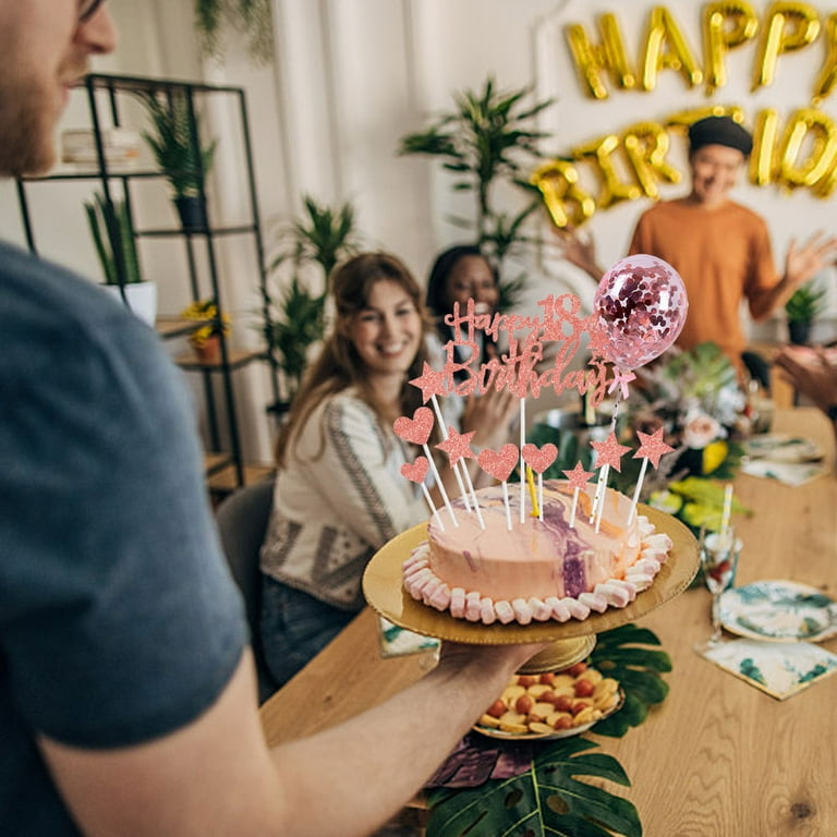 18 Cake Toppers For Girl, Pink 18th Birthday Cake Toppers, Funny 18th Cake Topper For Women,18 Cake Topper For Women, 18th Birthday Decorations,18th Birthday Cake Topper