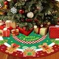 thumbnail image 6 of Christmas Tree Skirt Decorations 48inch Cute Xmas Mouse Gingerbread Tree Skirt Red and Green Gingerbread Style Christmas Tree Decor for New Year Winter Holiday Party Supplies, 6 of 6