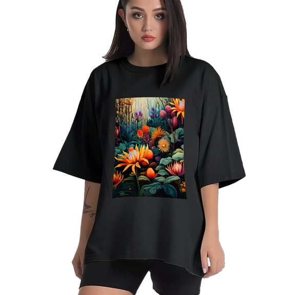 Plus Size Shirt for Women Black Tops for Women Short Sleeves Shirt for Women Flower 5 T Shirt Crewneck Shirt for Women XS